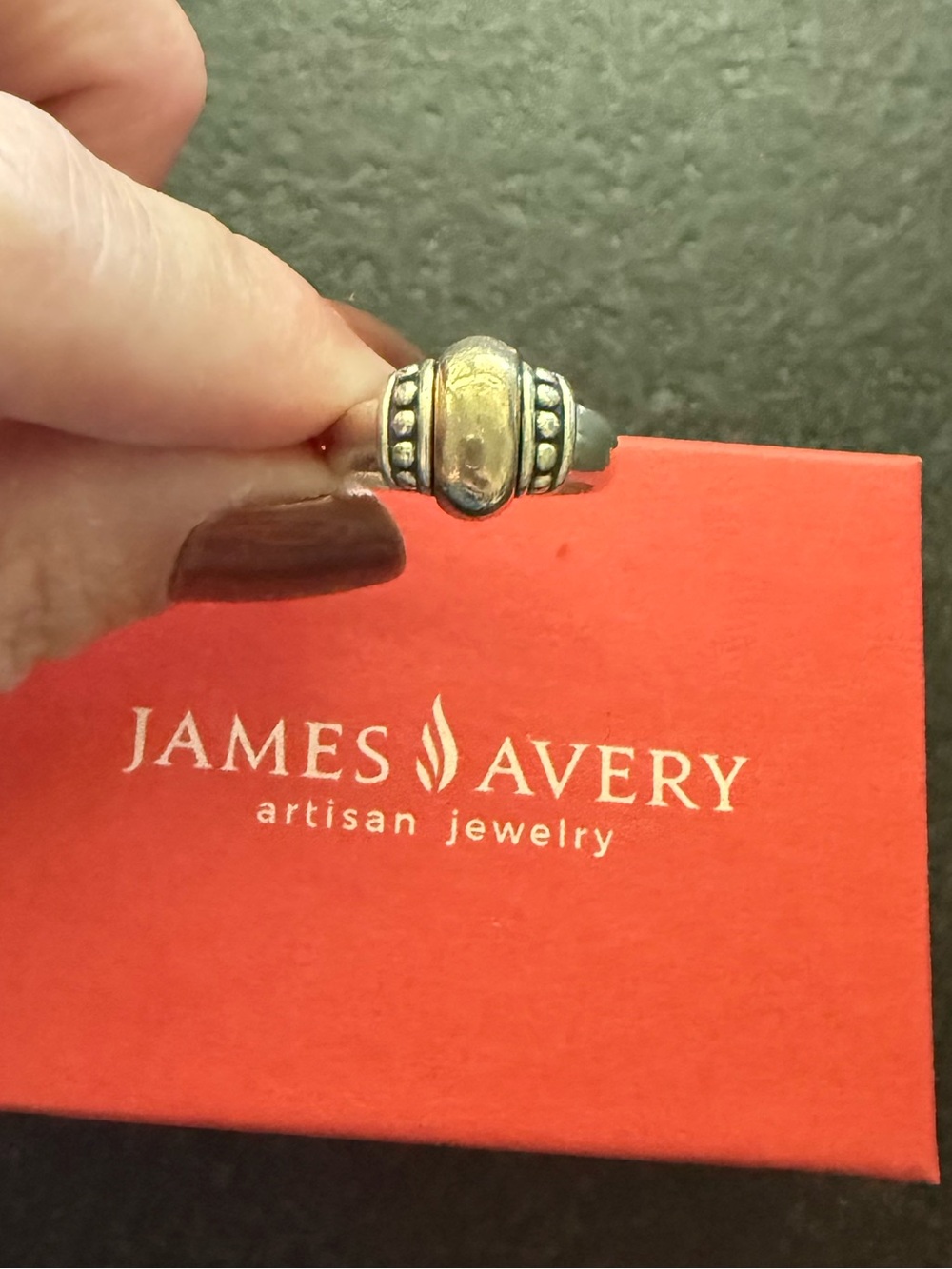 James Avery Retired Thatch Two-Tone Beaded Dome Ring - Gold and Silver